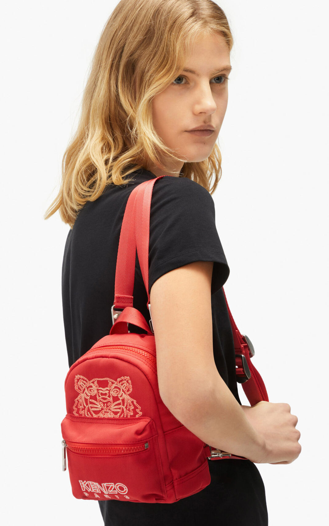 Sac À Dos Kenzo Kampus Tiger Toile mini Homme Rouge | UEGM-27139